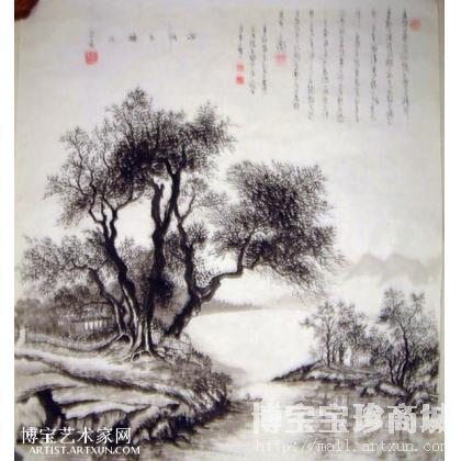 暮色水乡 山水画 竹涛作品 类别: 国画山水作品